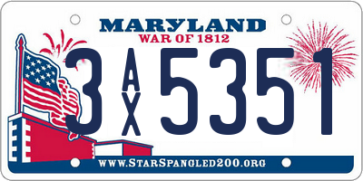 MD license plate 3AX5351