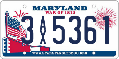 MD license plate 3AX5361
