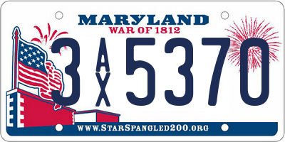 MD license plate 3AX5370