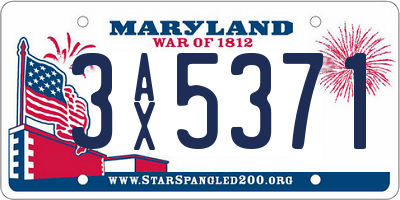 MD license plate 3AX5371