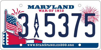 MD license plate 3AX5375