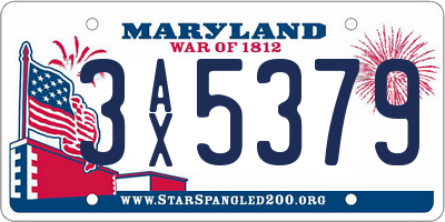 MD license plate 3AX5379