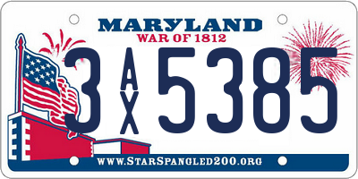 MD license plate 3AX5385
