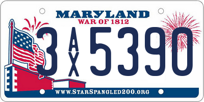 MD license plate 3AX5390