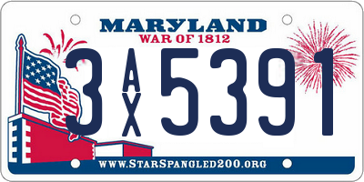 MD license plate 3AX5391