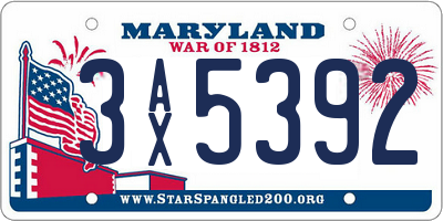 MD license plate 3AX5392
