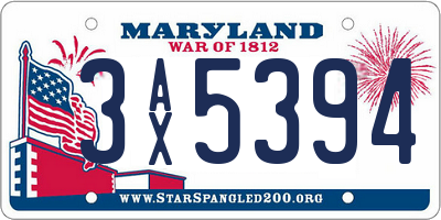 MD license plate 3AX5394