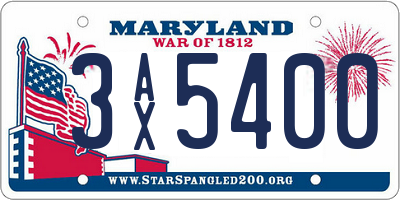 MD license plate 3AX5400