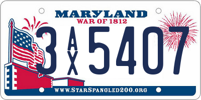 MD license plate 3AX5407