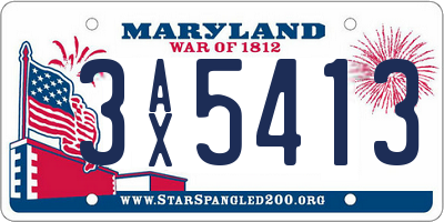 MD license plate 3AX5413