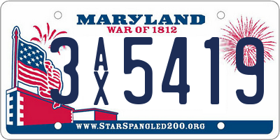 MD license plate 3AX5419