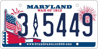 MD license plate 3AX5449