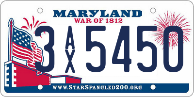 MD license plate 3AX5450