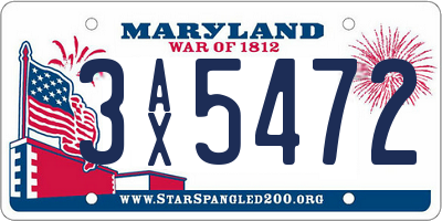 MD license plate 3AX5472