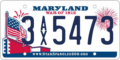 MD license plate 3AX5473