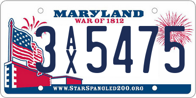 MD license plate 3AX5475