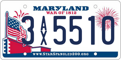 MD license plate 3AX5510