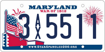 MD license plate 3AX5511