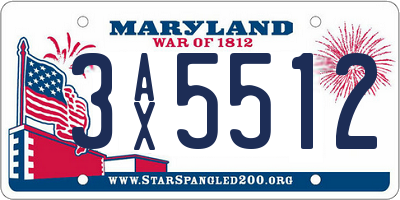 MD license plate 3AX5512