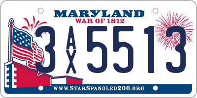 MD license plate 3AX5513