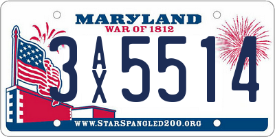 MD license plate 3AX5514
