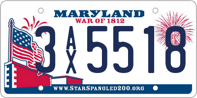 MD license plate 3AX5518