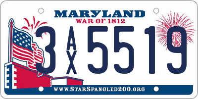MD license plate 3AX5519