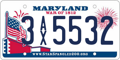 MD license plate 3AX5532