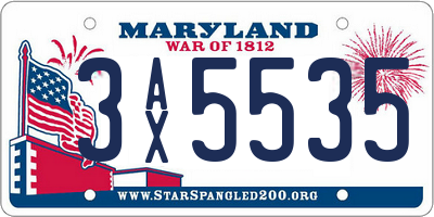 MD license plate 3AX5535