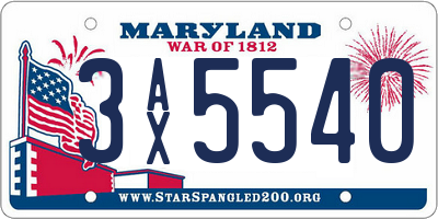 MD license plate 3AX5540