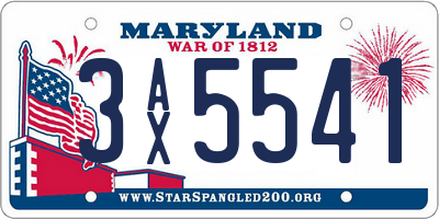MD license plate 3AX5541