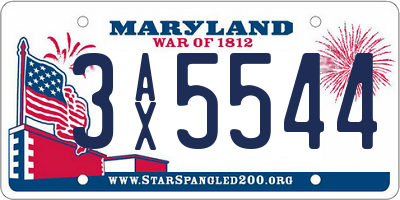 MD license plate 3AX5544