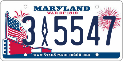 MD license plate 3AX5547