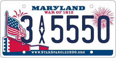 MD license plate 3AX5550