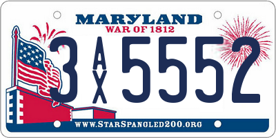 MD license plate 3AX5552