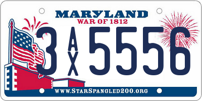 MD license plate 3AX5556
