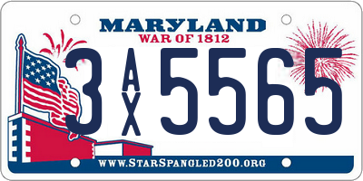MD license plate 3AX5565