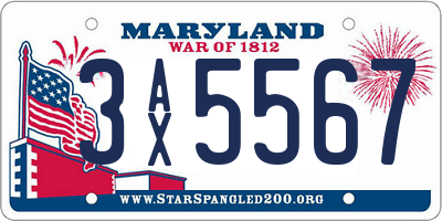 MD license plate 3AX5567