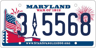 MD license plate 3AX5568