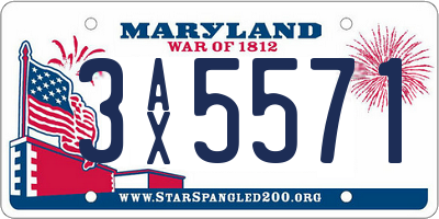 MD license plate 3AX5571