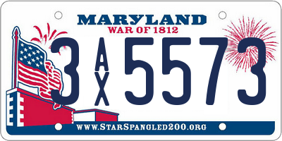 MD license plate 3AX5573