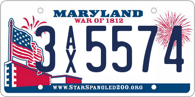 MD license plate 3AX5574