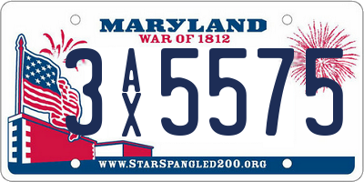 MD license plate 3AX5575