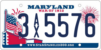 MD license plate 3AX5576