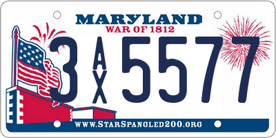 MD license plate 3AX5577