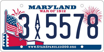 MD license plate 3AX5578