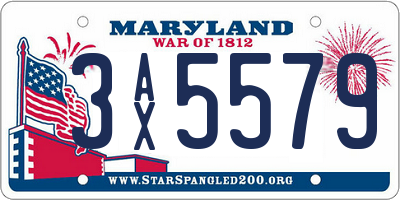 MD license plate 3AX5579