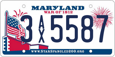 MD license plate 3AX5587