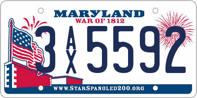 MD license plate 3AX5592