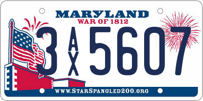 MD license plate 3AX5607